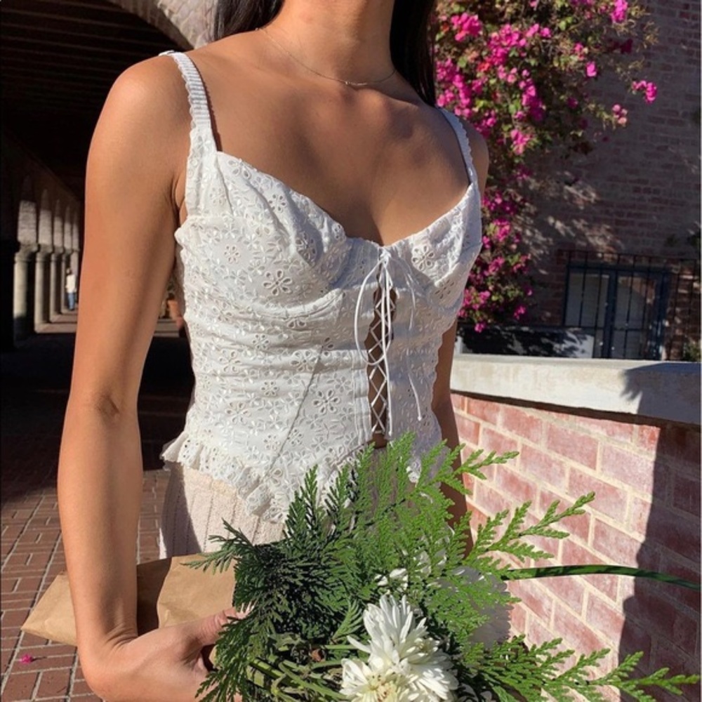 For Love & Lemons Sophie Eyelet Bustier Top NWT